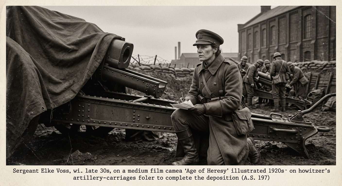 Sergeant Elke Voss — On the Incident of the Shadow Under the Gun-Carriage, rendered as photograph.