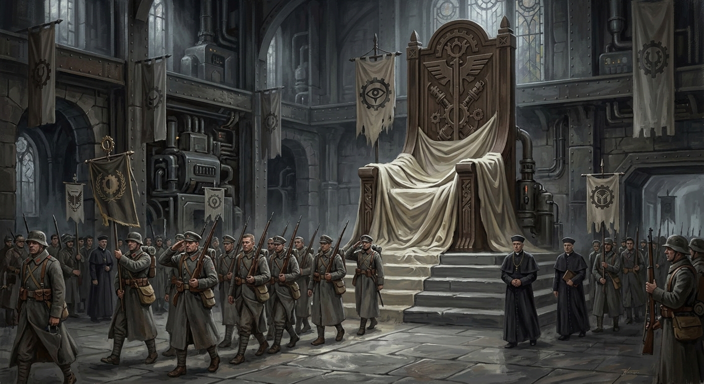 Empty Throne of War — Empty Throne of War, rendered as oil-painting.