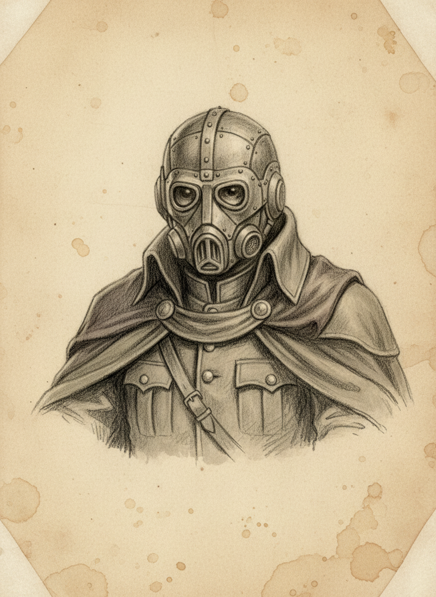 Black and white pencil dossier portrait of The Third Hierarch, shown head and shoulders on vellum.