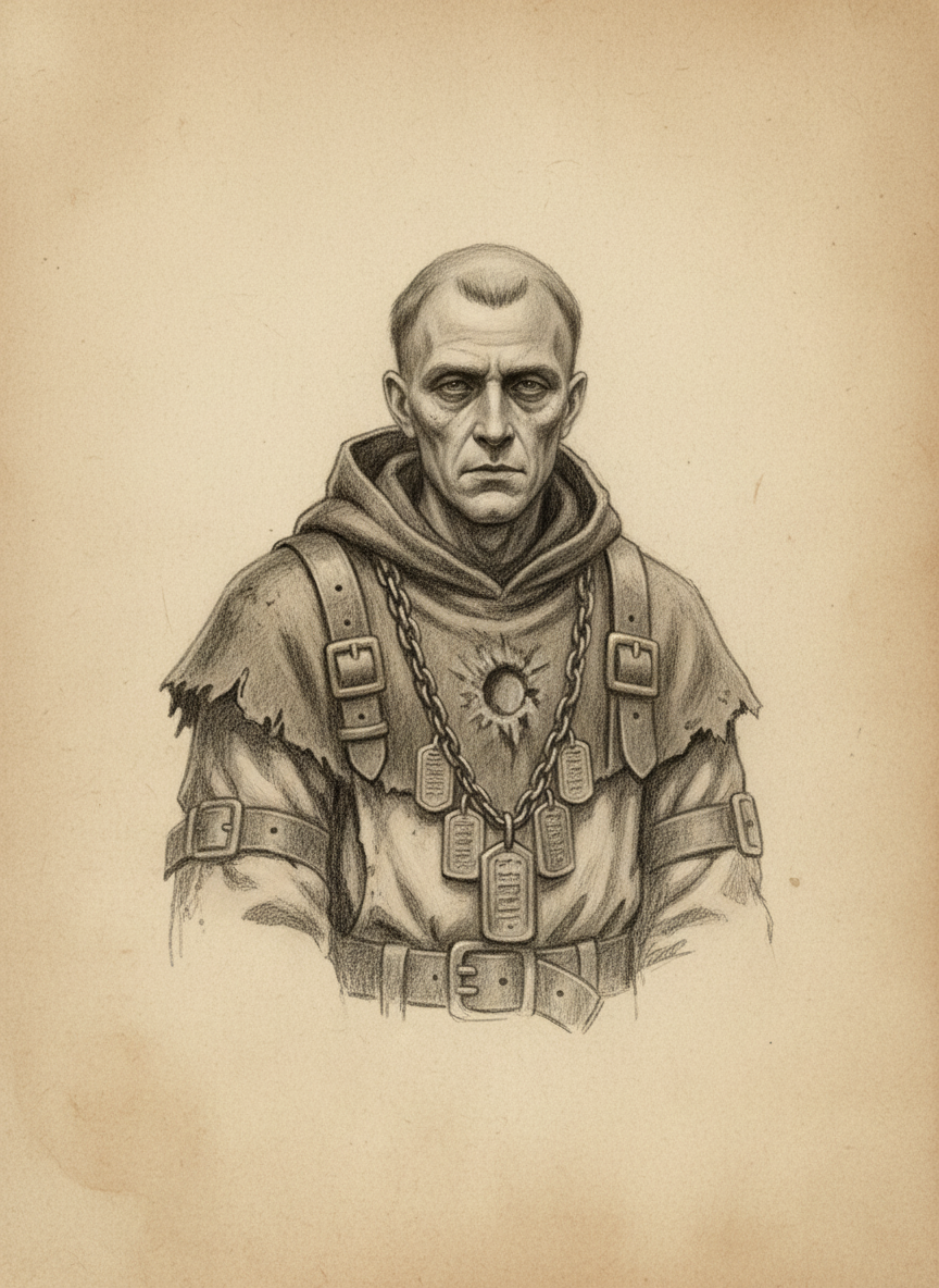 Black and white pencil dossier portrait of Saint Calistus, shown head and shoulders on vellum.