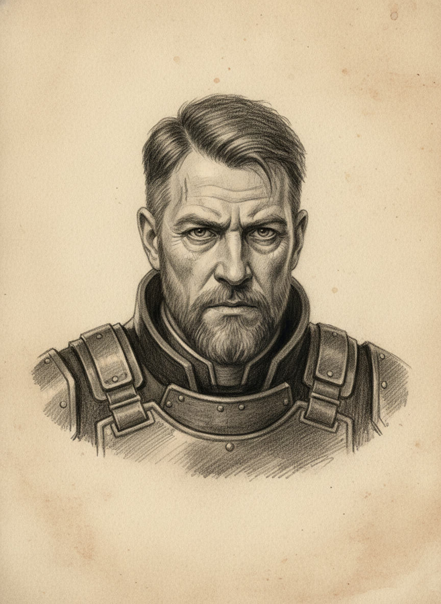 Black and white pencil dossier portrait of Van Hoorn, Lemstra & de Waal, shown head and shoulders on vellum.