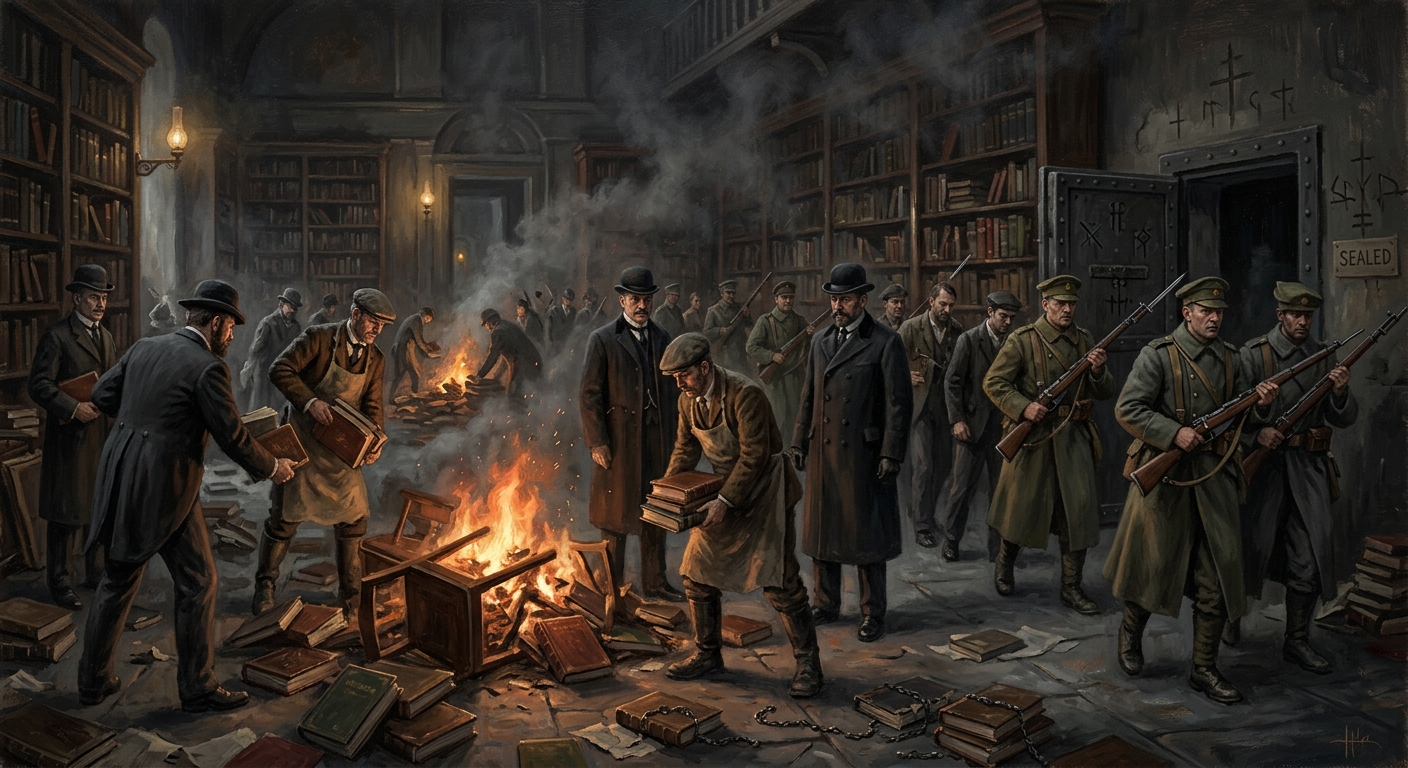 The Great Purge of Margins — The Great Purge of Margins, rendered as oil-painting.