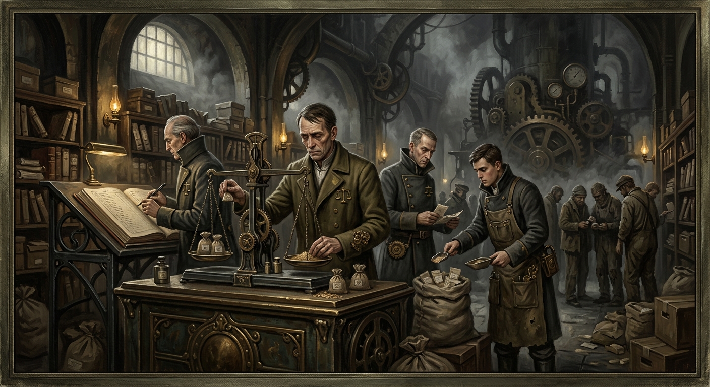 Mercy Weighers — Mercy Weighers, rendered as oil-painting.