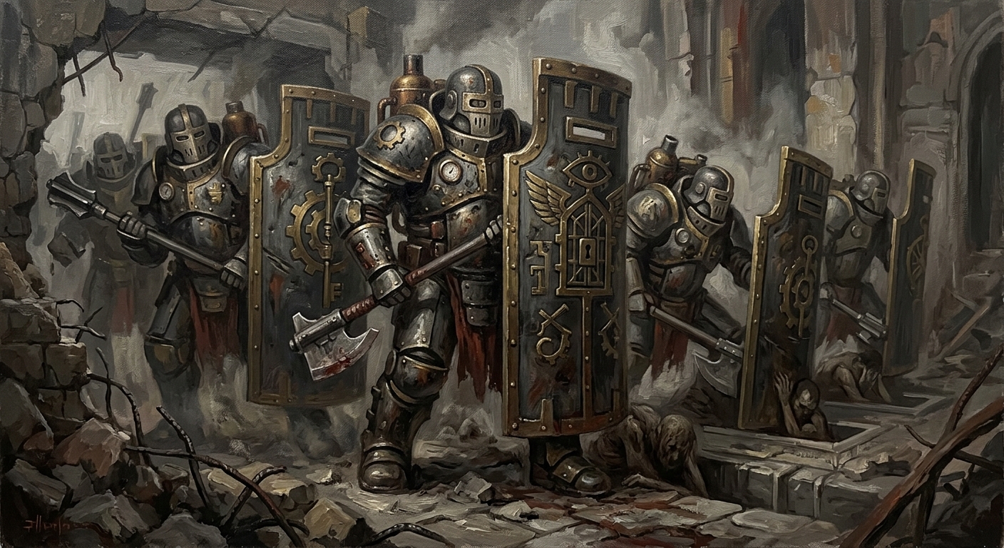 Shield Paladins — Shield Paladins, rendered as oil-painting.