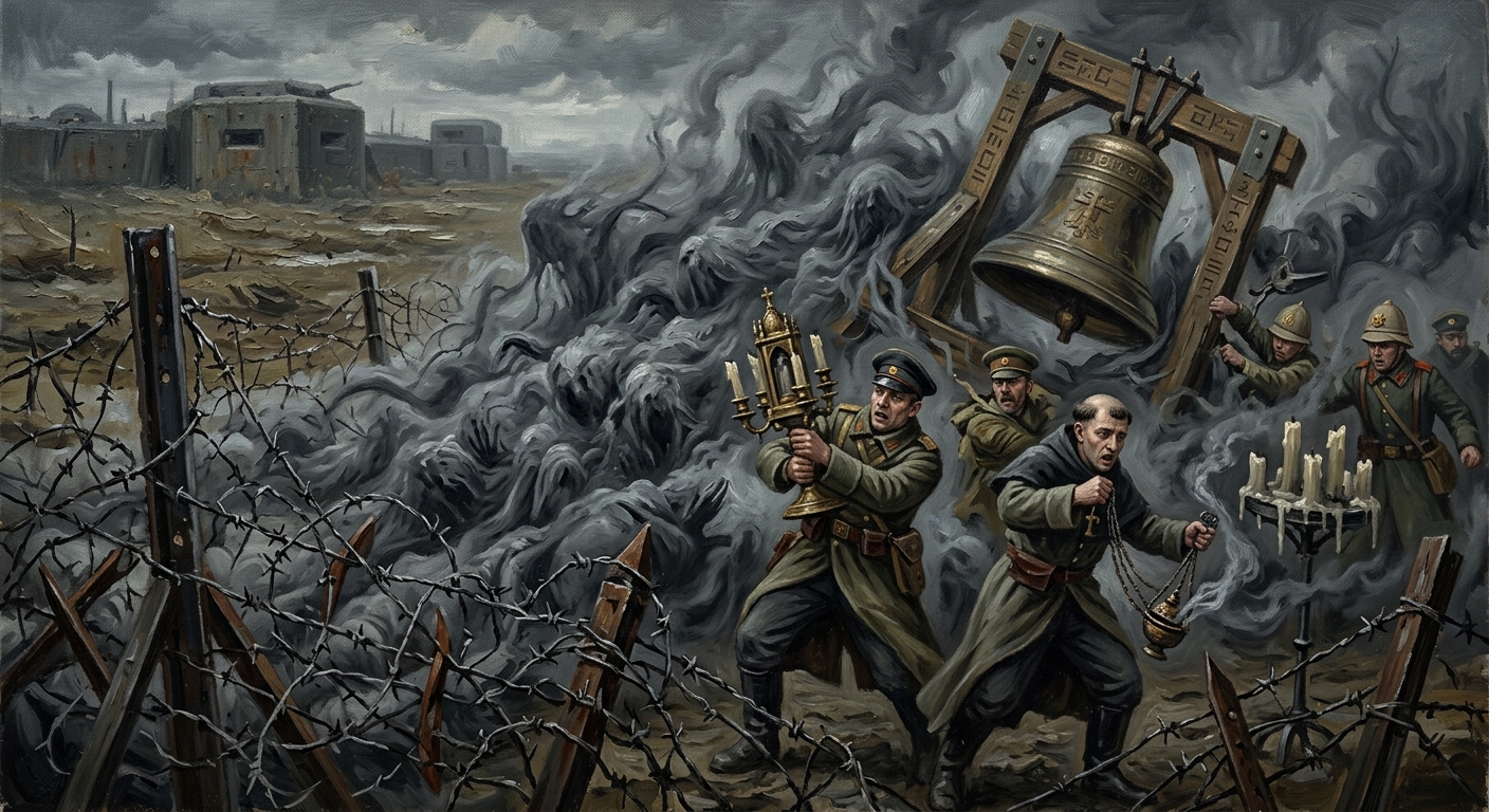 The Nameless Tide in oil-painting treatment, a second filed view of the Brest manifestation.
