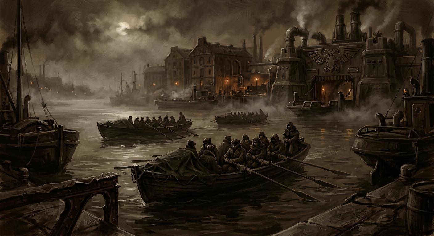 Black Oars — Black Oars, rendered as oil-painting.