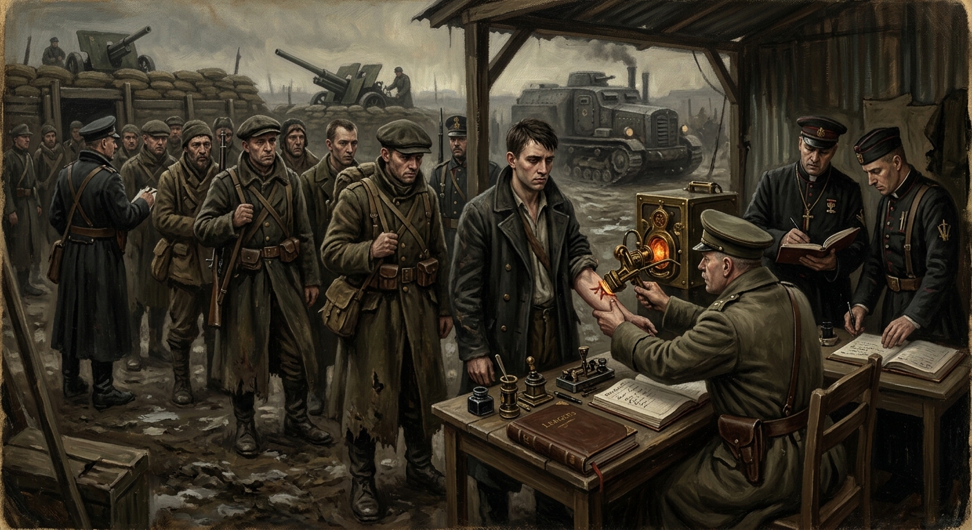 The Compulsory Marking Decree — The Compulsory Marking Decree, rendered as oil-painting.