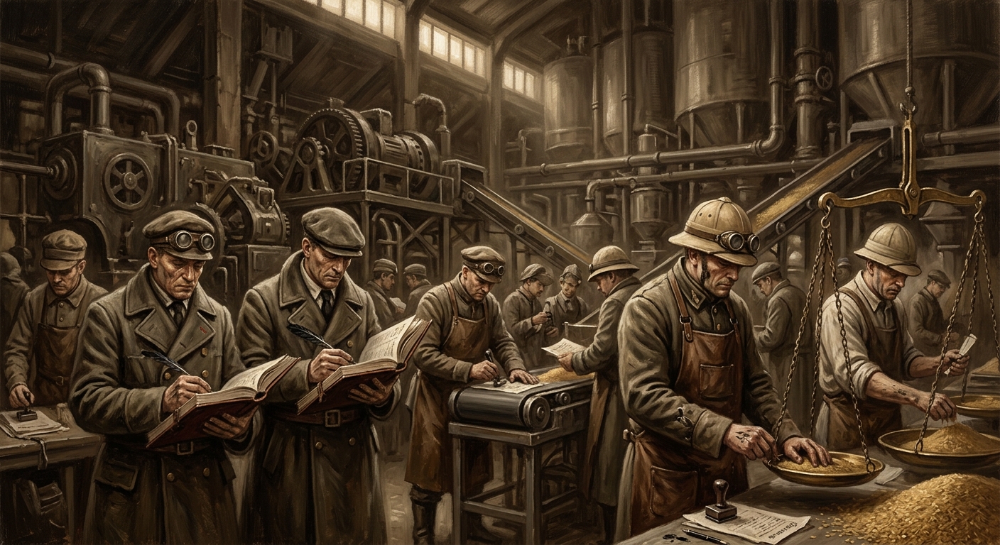 Quota Men — Quota Men, rendered as oil-painting.