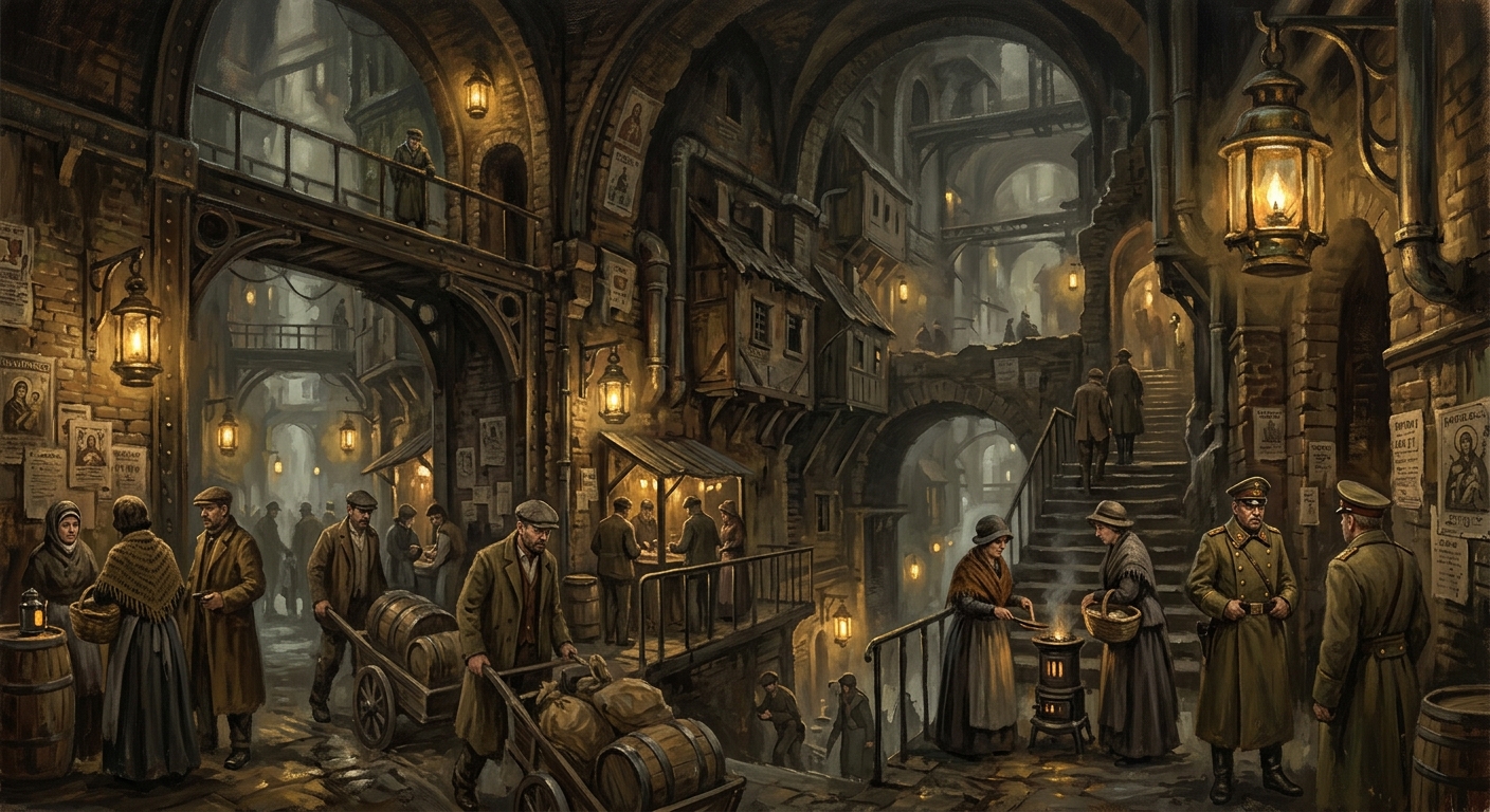 Skopje Lantern Warrens — Skopje Lantern Warrens, rendered as oil-painting.