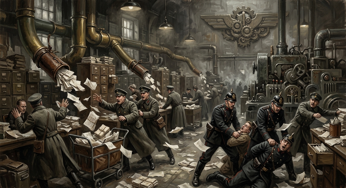 False Packet Panic — False Packet Panic, rendered as oil-painting.