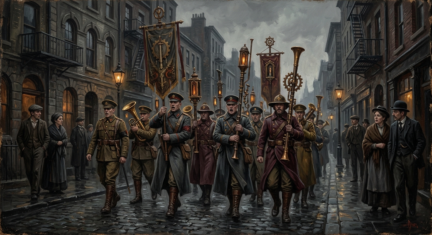 Doctrine Marchers — Doctrine Marchers, rendered as oil-painting.