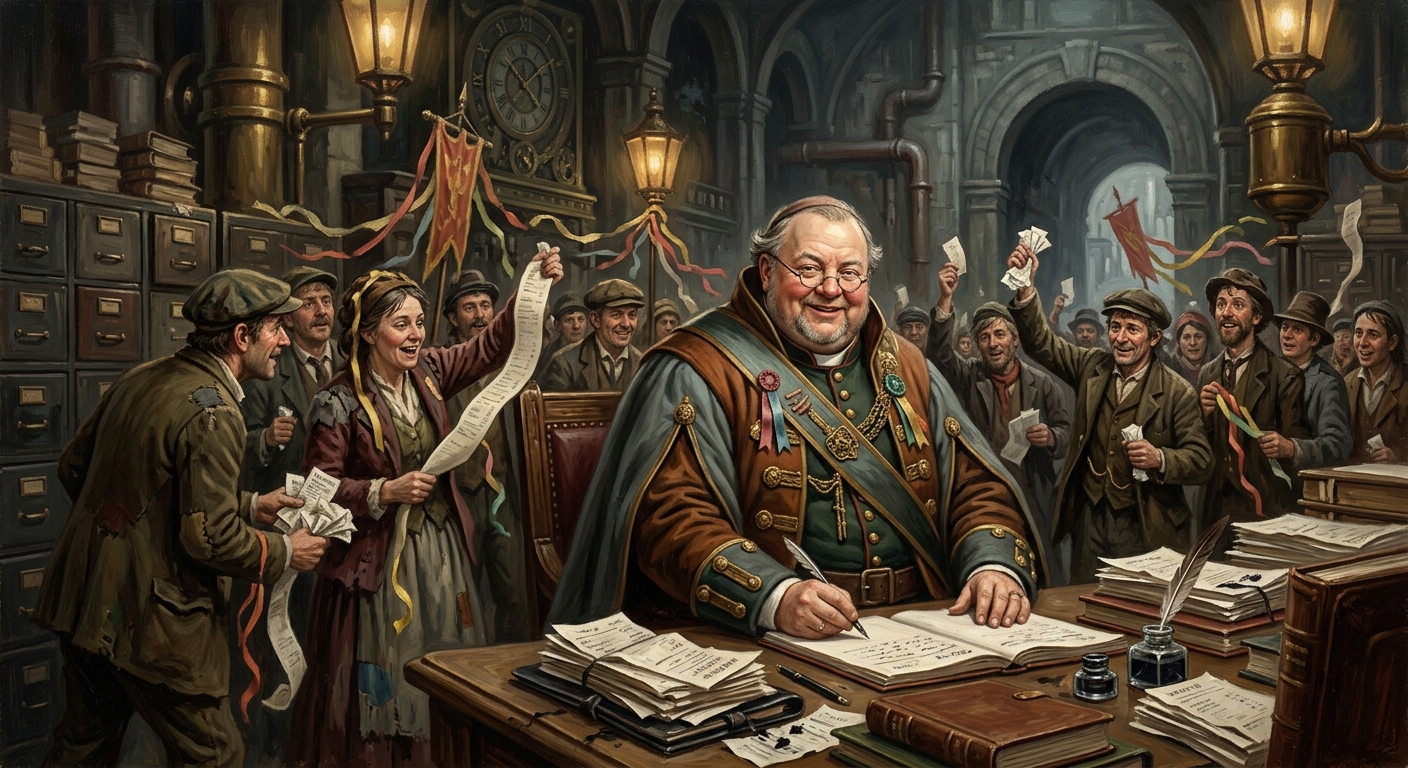 Saint Caldrin the Jubilant Scribe — Saint Caldrin the Jubilant Scribe, rendered as oil-painting.
