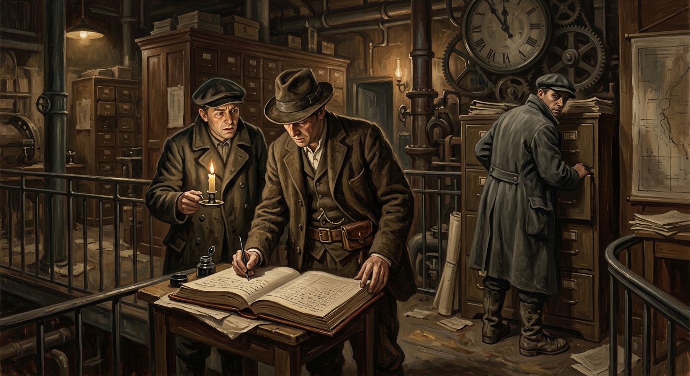 Pragmatists of the Bureau of Records — Pragmatists of the Bureau of Records, rendered as oil-painting.