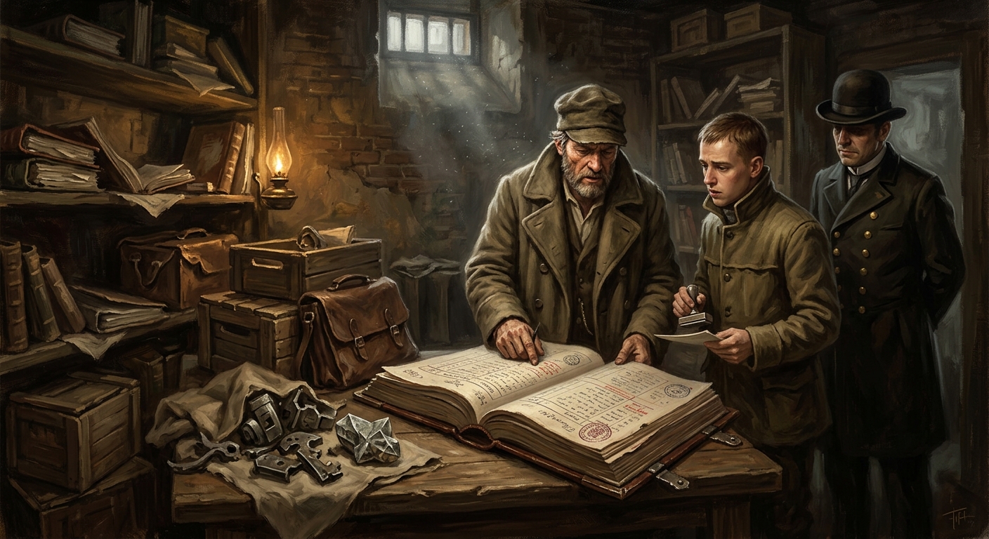 First Quake-Ledger A.S. 105 — First Quake-Ledger A.S. 105, rendered as oil-painting.