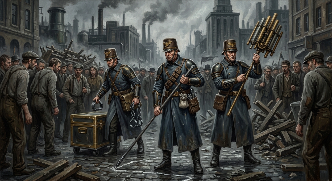 Riot-Quiet Specialists — Riot-Quiet Specialists, rendered as oil-painting.