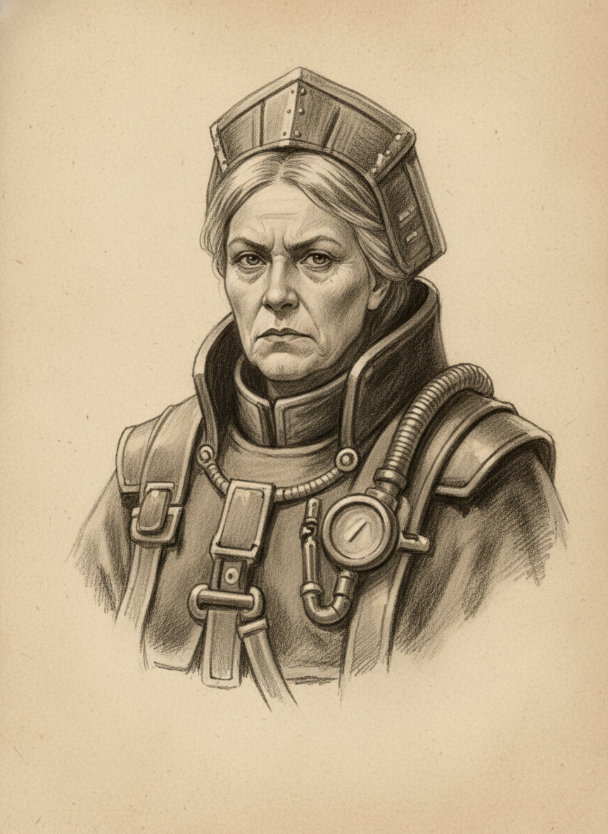 Black and white pencil dossier portrait of Saint Aurel of the White Wall, shown head and shoulders on vellum.
