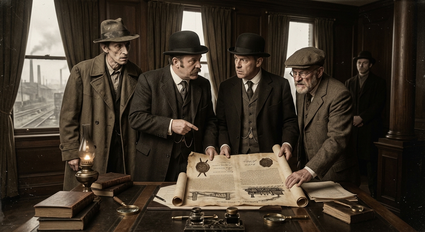 Guild of Rails — On the Charter and the First Lie, rendered as photograph.