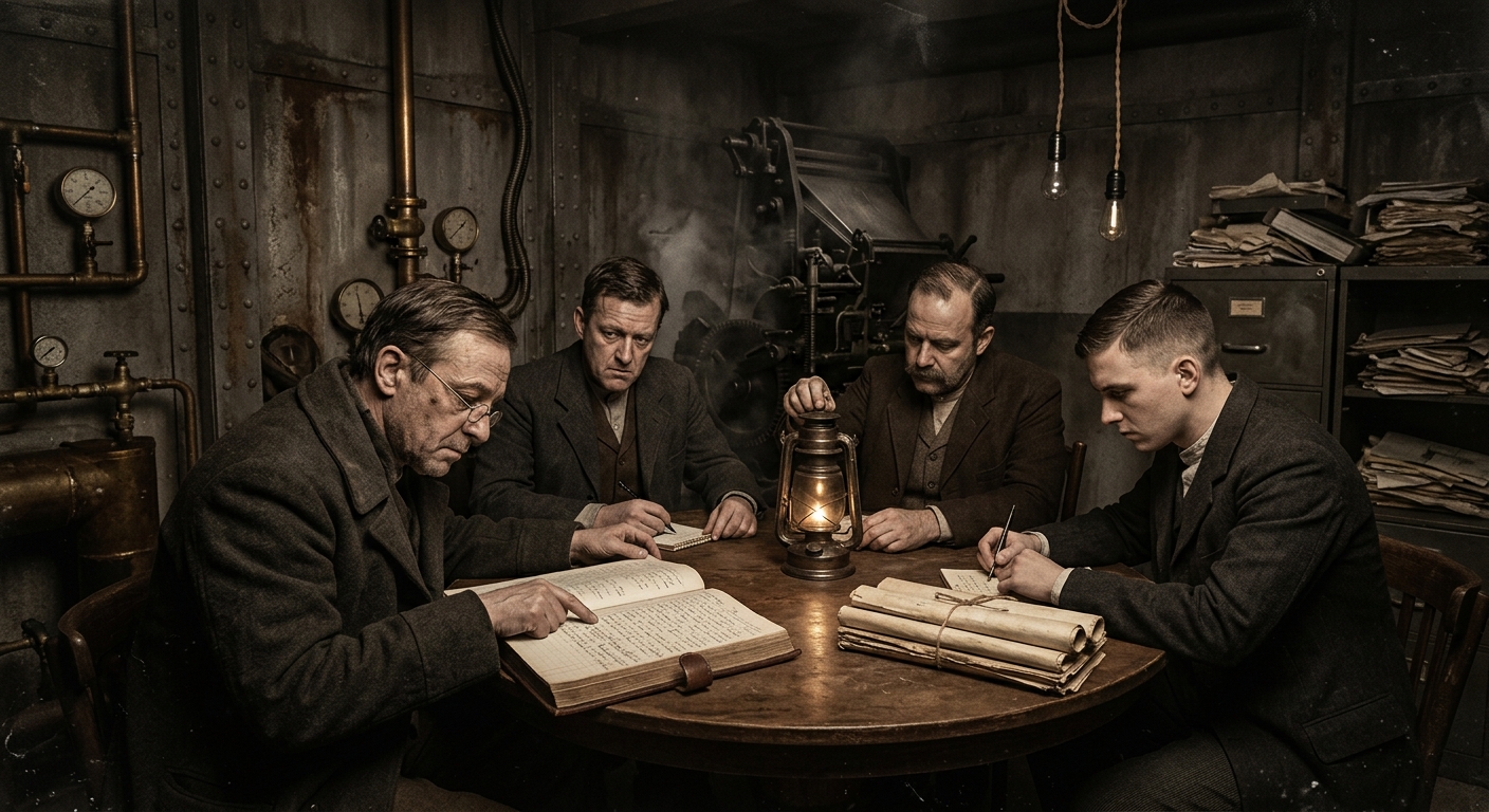 Record-True Clerks — On Their Origin at the Lantern Table, rendered as photograph.