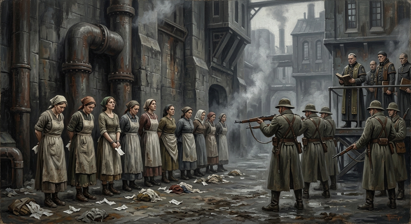 Eleven Laundry-Women of Candlewick — Eleven Laundry-Women of Candlewick, rendered as oil-painting.