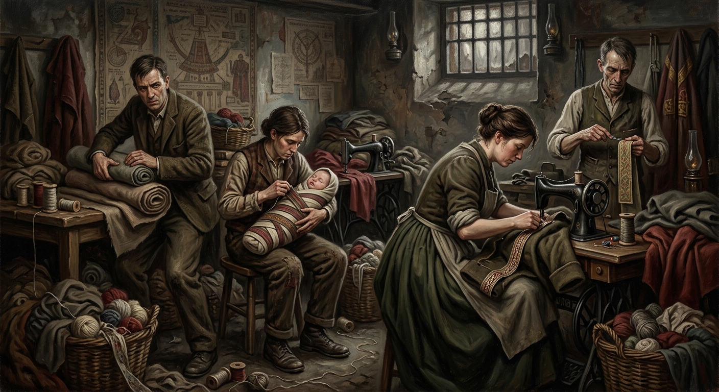 Stitch-Score Couriers — Stitch-Score Couriers, rendered as oil-painting.