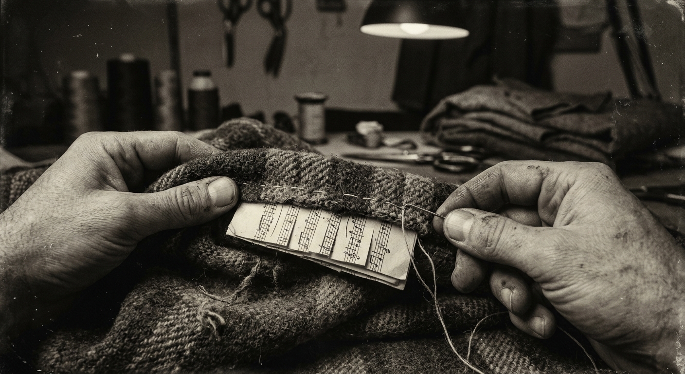 Stitch-Score Couriers — On the Code in the Hem, rendered as photograph.