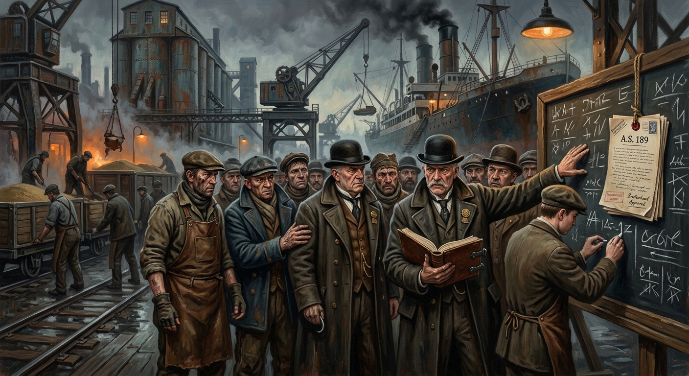 Longshoremen's Brotherhood — Longshoremen's Brotherhood, rendered as oil-painting.