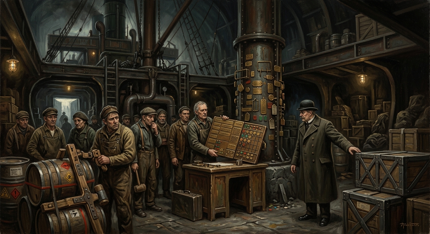 Stevedores' Compact — Stevedores' Compact, rendered as oil-painting.