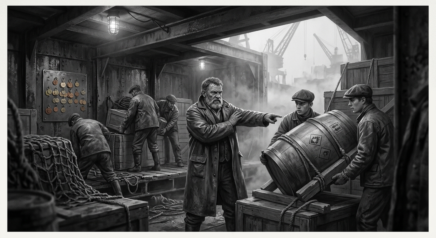 Stevedores' Compact — On Stowage as Doctrine, rendered as photograph.