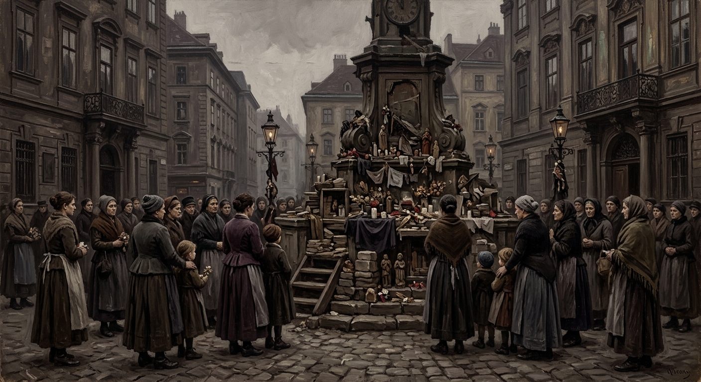 Mothers' Shrine, Judenplatz — Mothers' Shrine, Judenplatz, rendered as oil-painting.