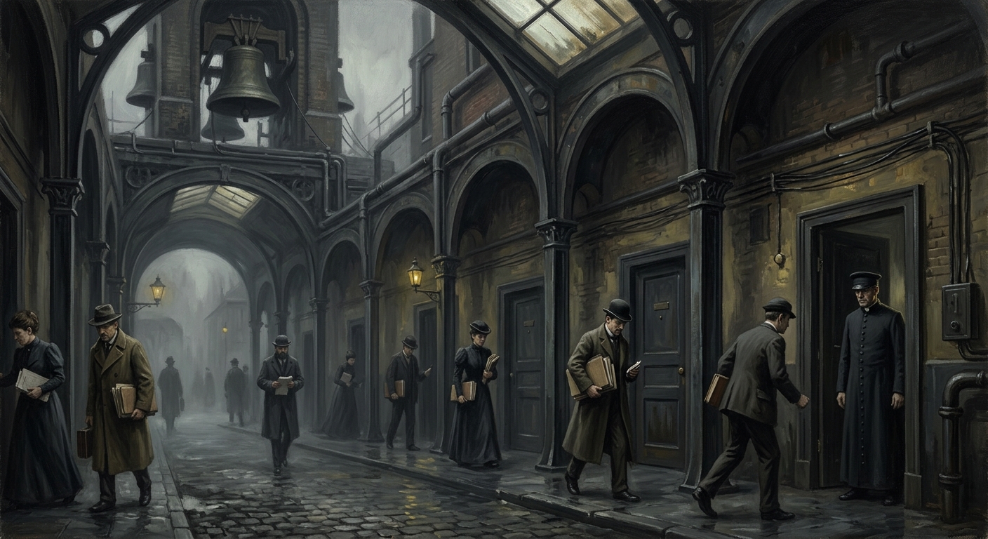 The Silent Colonnade — The Silent Colonnade, rendered as oil-painting.