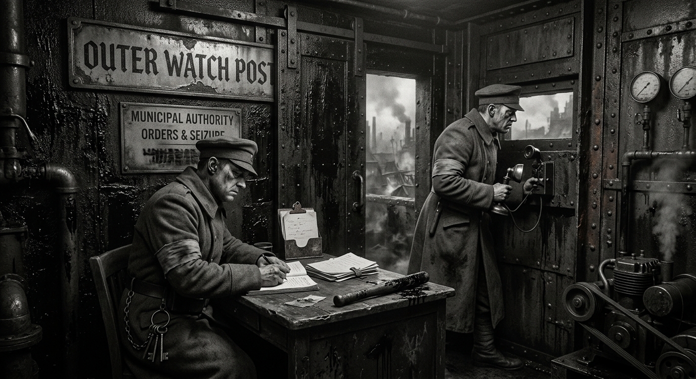 Outer Watch Post — On Tar and Metal, rendered as photograph.