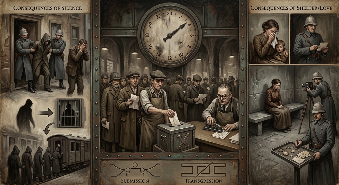Article 19 of the Catechism of Obedience — Article 19 of the Catechism of Obedience, rendered as oil-painting.