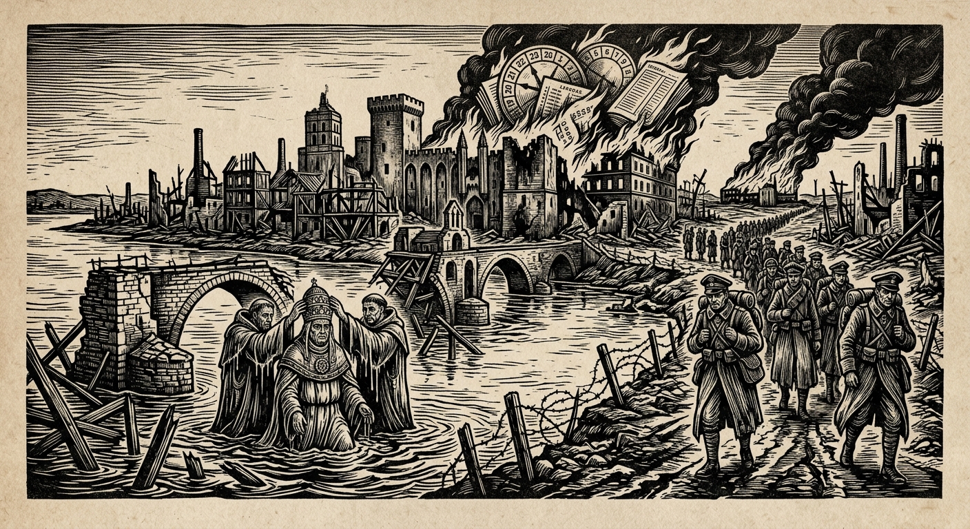 Avignon — On the First Opening and the Road East, rendered as woodcut.