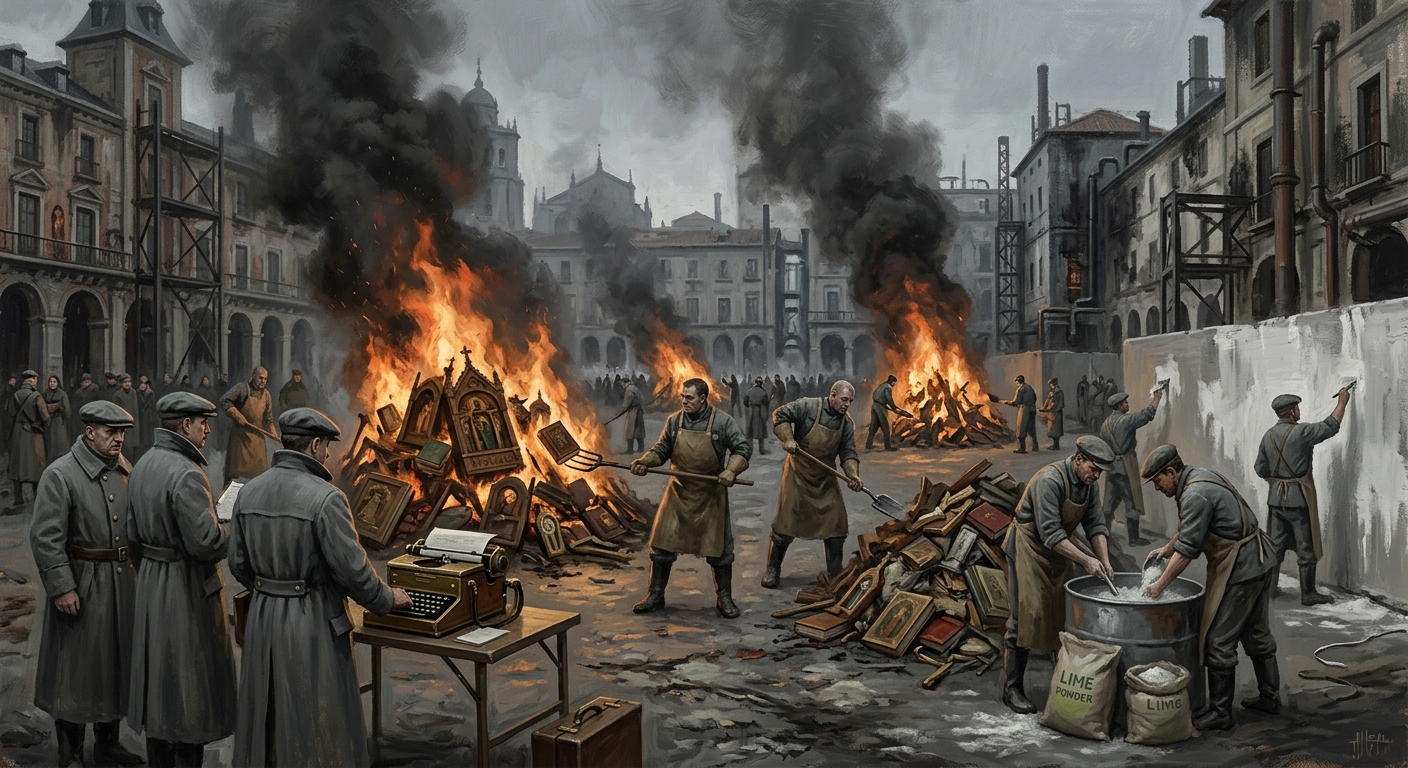 Bonfires of Purification — Bonfires of Purification, rendered as oil-painting.
