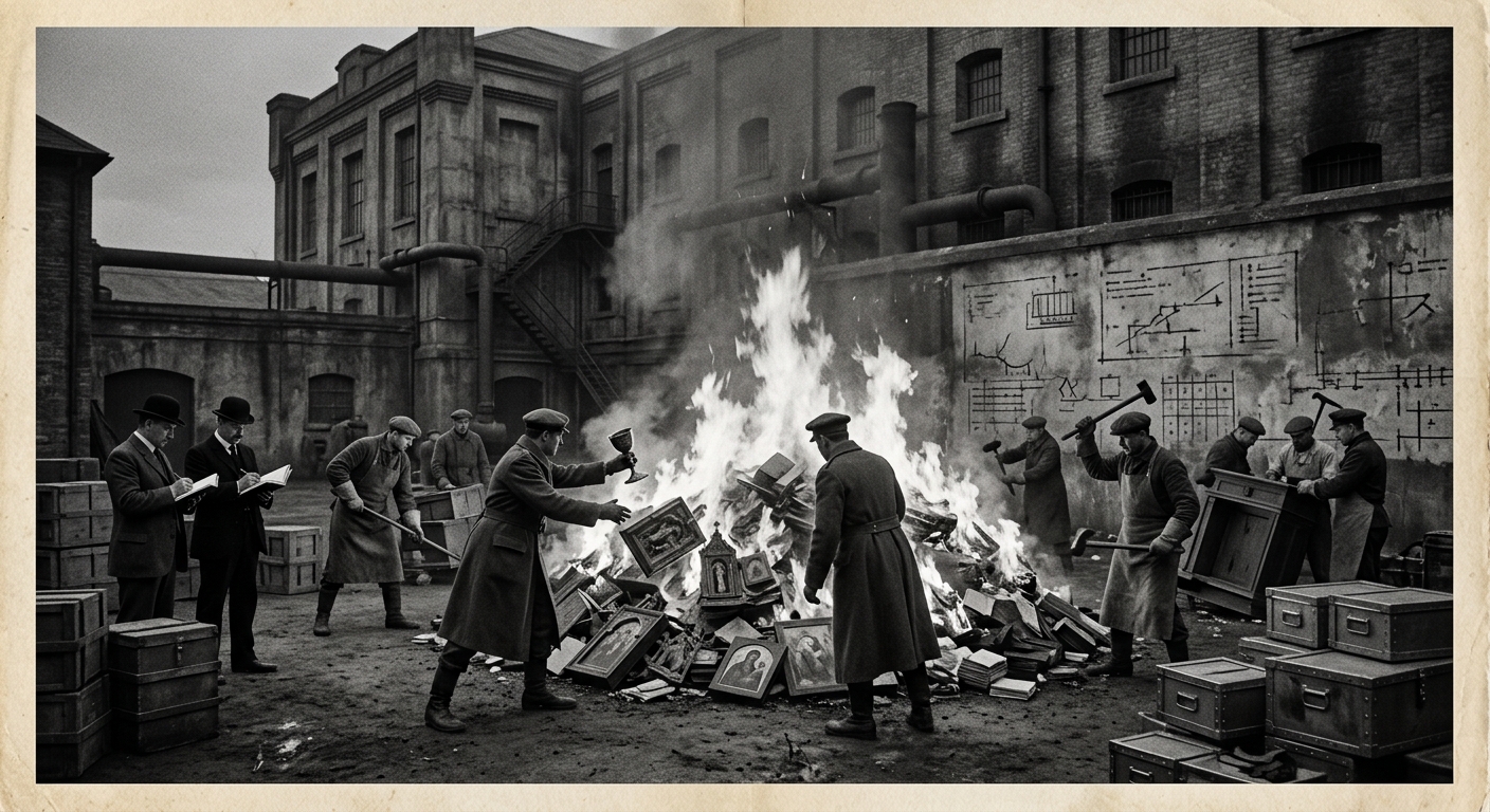 Bonfires of Purification — On the Emptying of Convents, rendered as photograph.