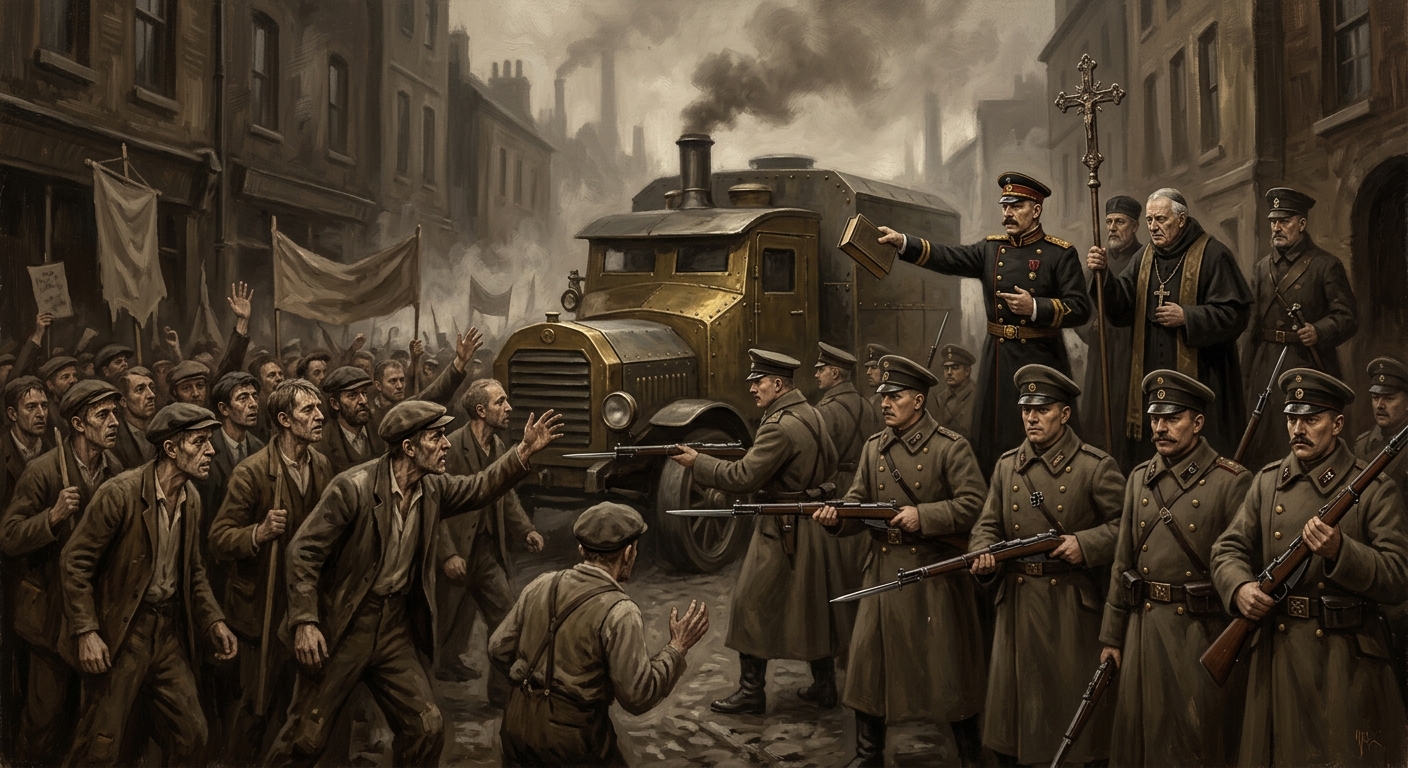 The Broth Riots — The Broth Riots, rendered as oil-painting.