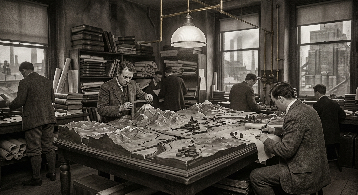 Bureau of Cartography — On Origins and the Sin of Measuring, rendered as photograph.