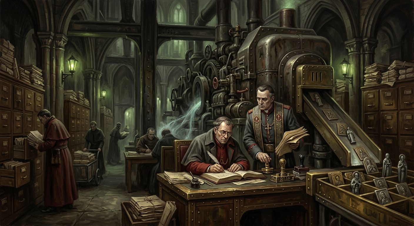 Bureau of Hagiography — Bureau of Hagiography, rendered as oil-painting.