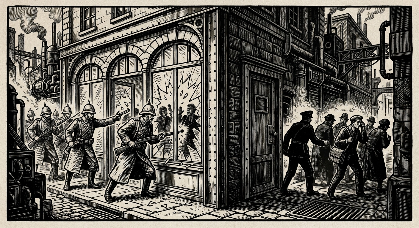 Captain Mavra — On the Lanes and Their Necessary Criminals, rendered as woodcut.