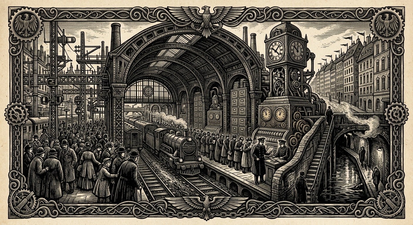 Central Corridor — On Vienna, the Sacred Interruption, rendered as woodcut.