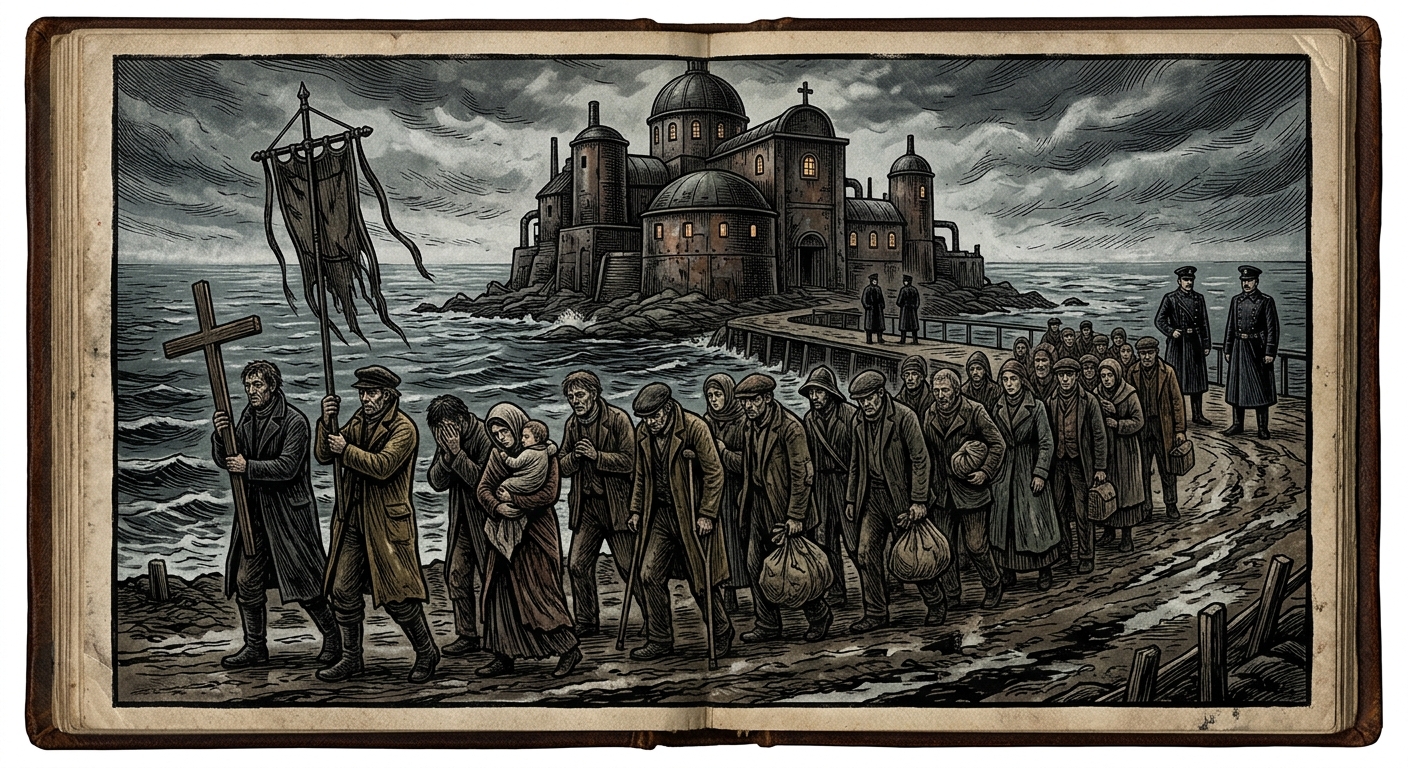 Chapel of the Tide — On the Procession That Made It Empty, rendered as woodcut.