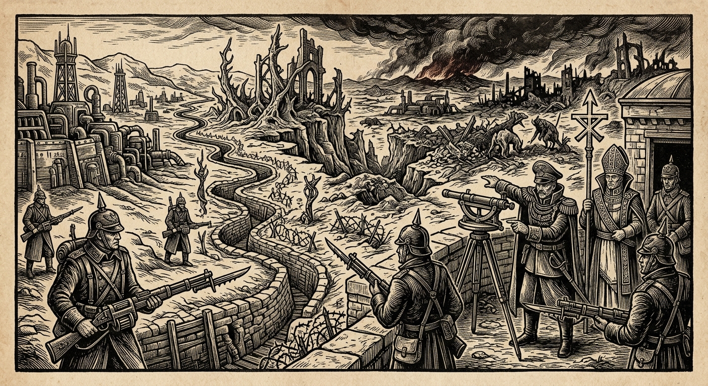 Charnel Lands — On Boundaries and the Sagittal Mercy, rendered as woodcut.