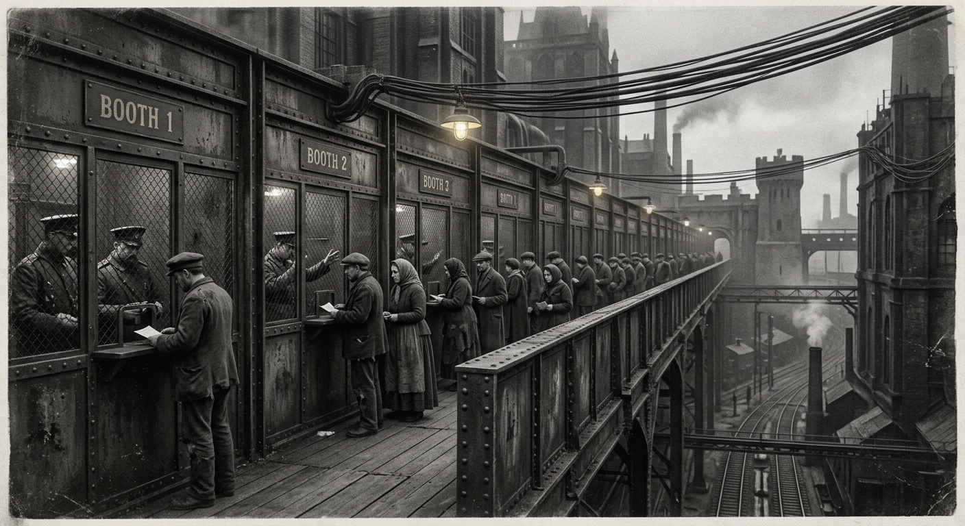 Confessional Lanes — On Their Installation and the Arithmetic of Shame, rendered as photograph.