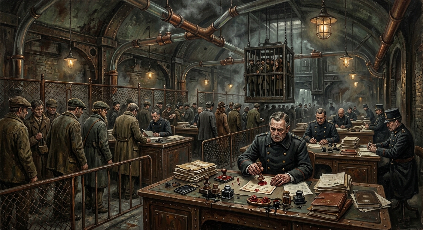 Crossing Bureau — Crossing Bureau, rendered as oil-painting.