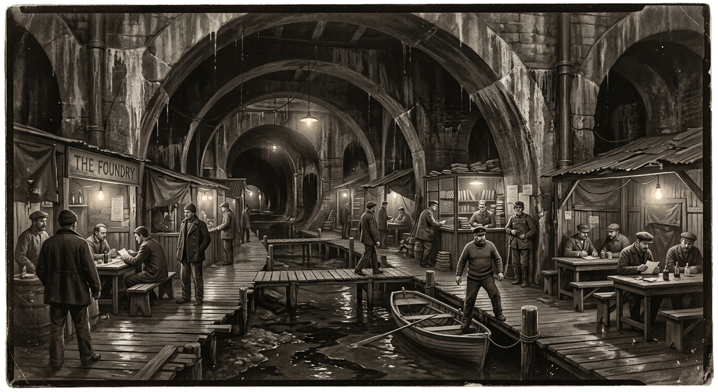 Drowned Row — On the Foundations and the Flood Arches, rendered as photograph.
