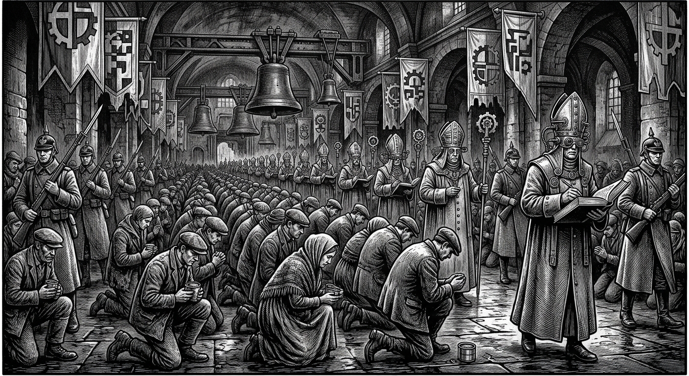 Feast of Doctrinal Submission — On the Rite as Performed, rendered as woodcut.