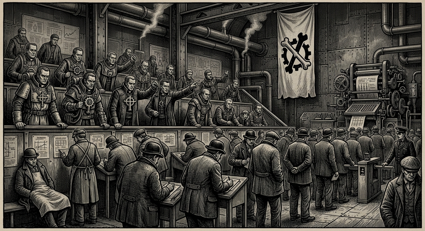 Fourteenth Doctrinal Congress — On the Assembly of Interested Saints and Uninterested Men, rendered as woodcut.