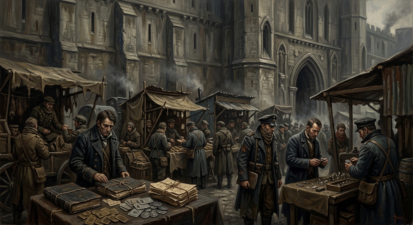 Grave-Name Market — Grave-Name Market, rendered as oil-painting.