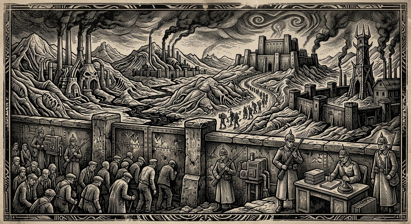 Hell — On the Geography of Wound and Rule, rendered as woodcut.