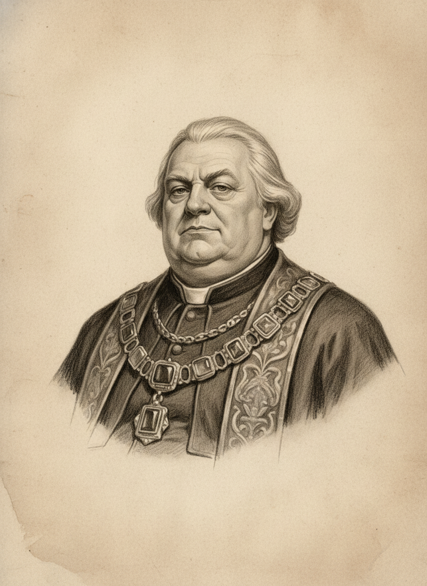 Black and white pencil dossier portrait of Hieromnemon Valerius Drax, shown head and shoulders on vellum.